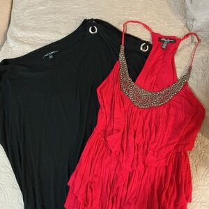 Streetwear Society & Cable & Gauge Set Red and Black Tops Large Women’s Beaded